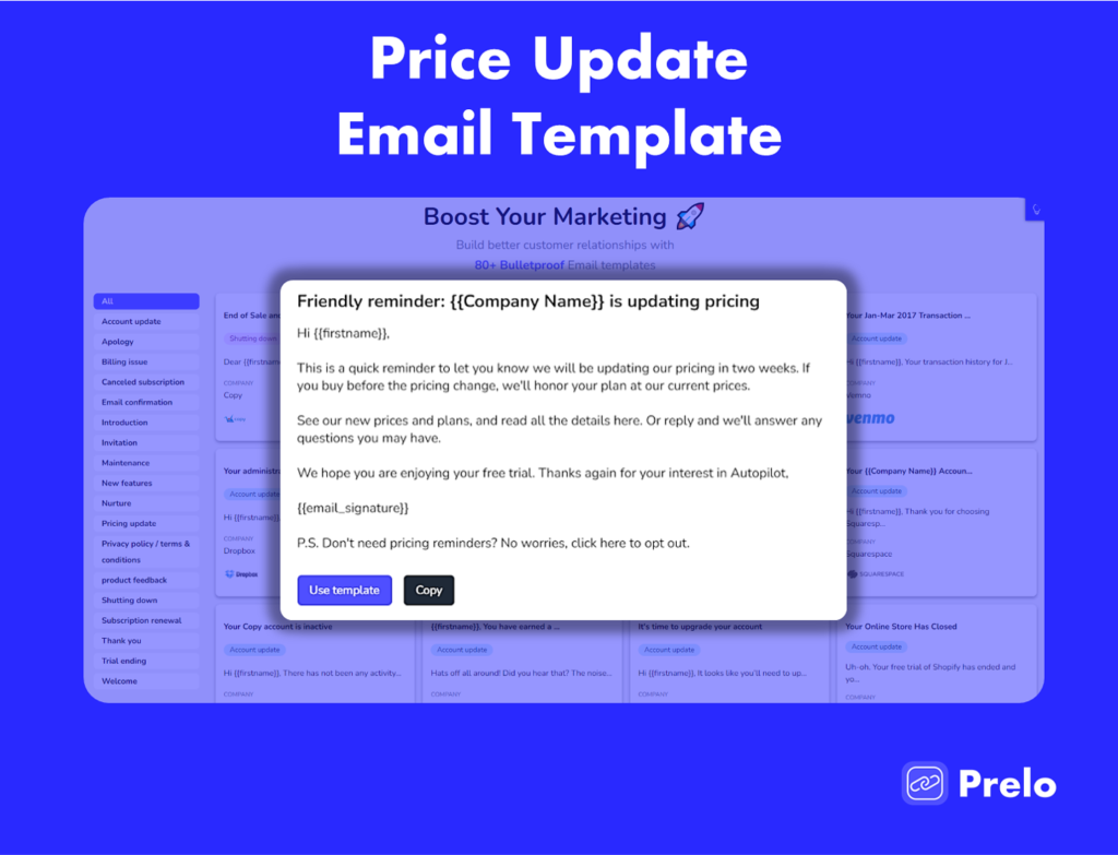 Sending out a price update is always filled with trepidation, it's an opportunity for your subscribers to cancel their subscription. With the right email template it's an opportunity to show off the latest product updates!  