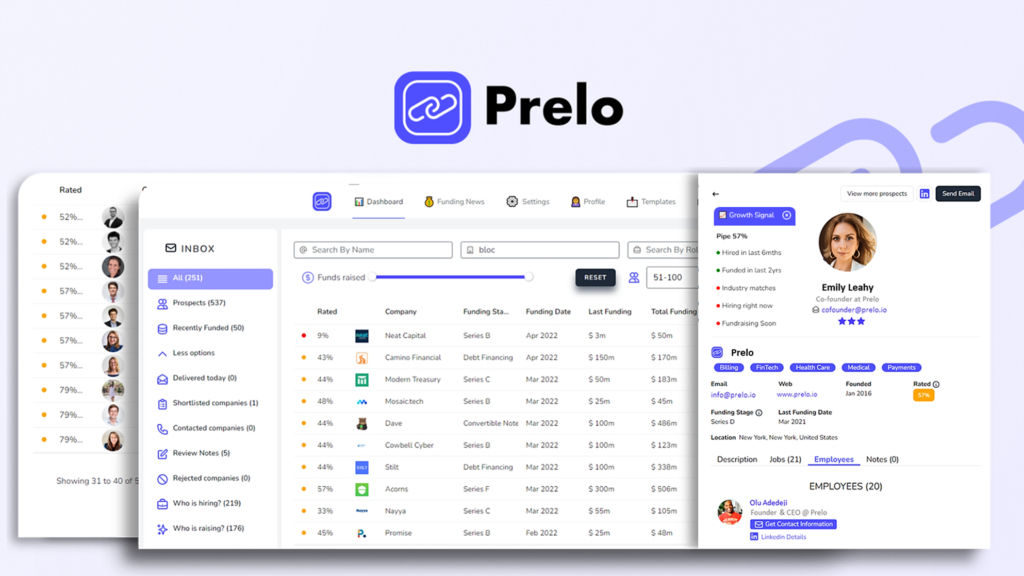 All the sales prospecting data you need is available in Prelo. From Industry Information to detailed company descriptions